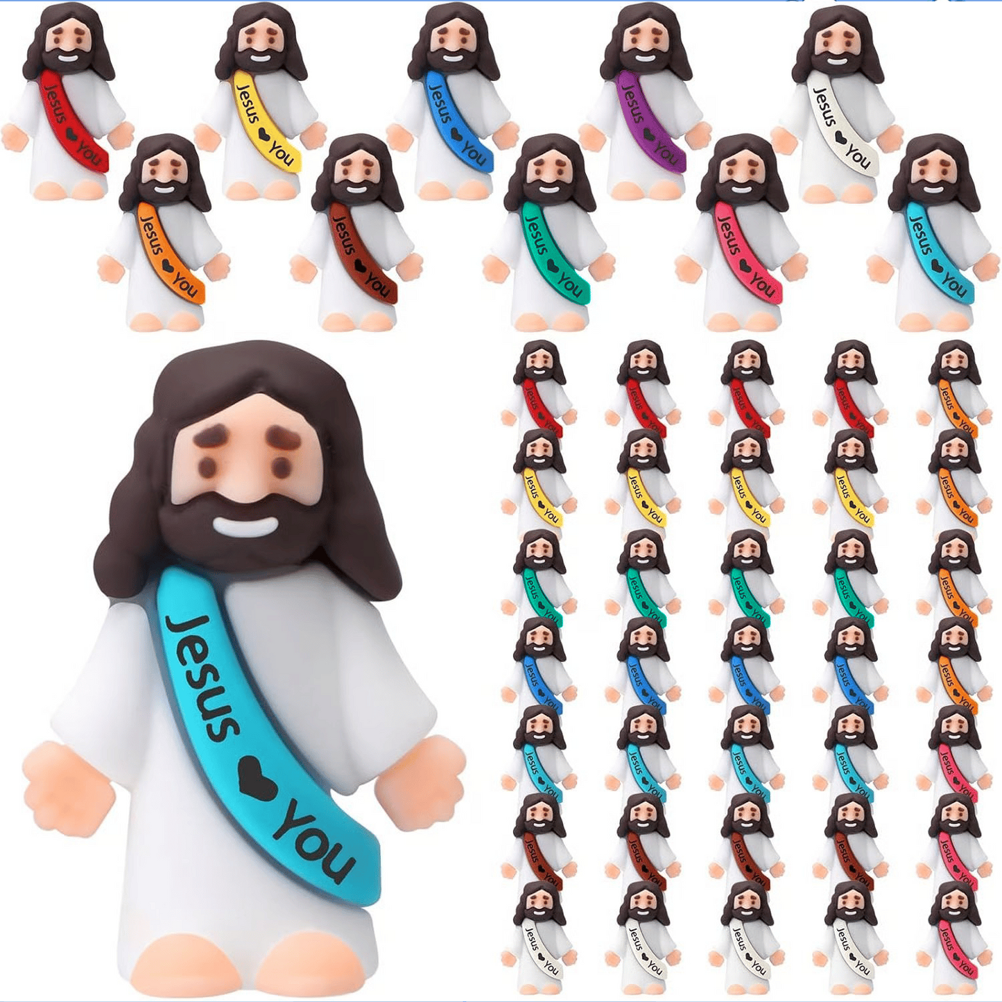 🔥Final 3 Hours: 70%OFF🔥Jesus Figurines Bulk Set – Mini Rubber Religious Figures for Easter Decor, Party Favors & Faith Gifts.-FO