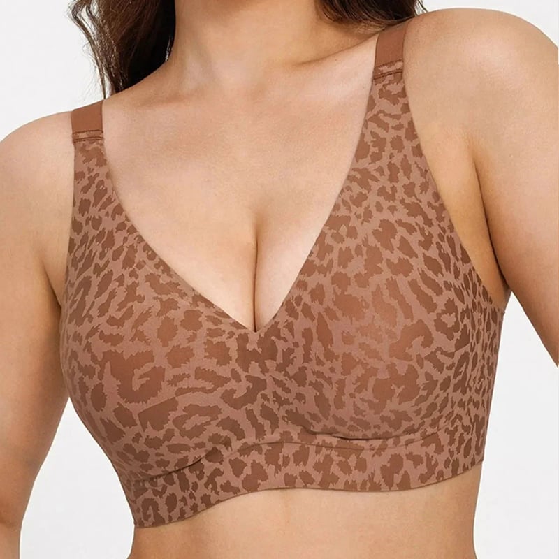 🏆ÚLTIMO DÍA DE OFERTA 49% DE DESCUENTO 🔥Sujetador de gelatina con estampado de leopardo súper reafirmante | Sujetadores sin aros para mujer. El diseño de estampado de leopardo muestra tu encanto femenino👍No más senos caídos-EV