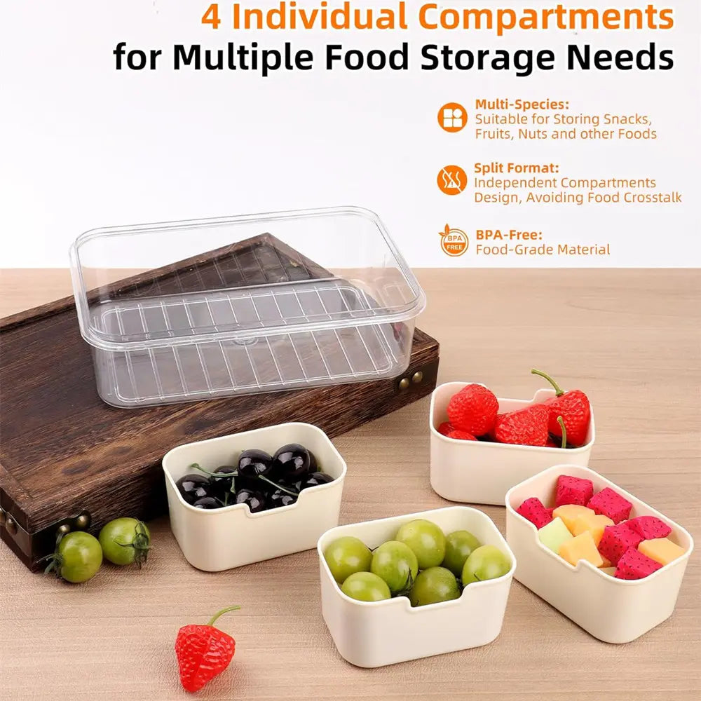 4-Compartment Meal Prep Organiser for Fruit and Vegetables, Ideal for Parties, Entertaining and Kitchen Use-OA