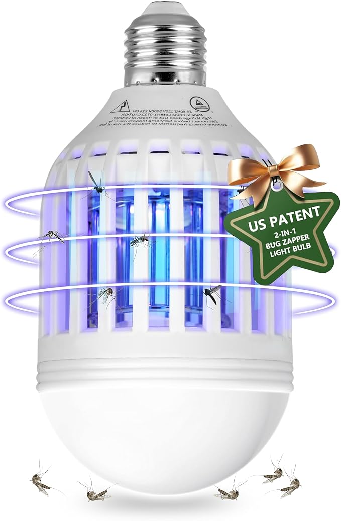 2-in-1 LED Light Bulb and Mosquito Killer, E26/E27 Bug Zapper Lamp with Blue-Violet Light for Indoor and Outdoor Use, Safe and Energy-Efficient Insect Trap outdoor light-BP