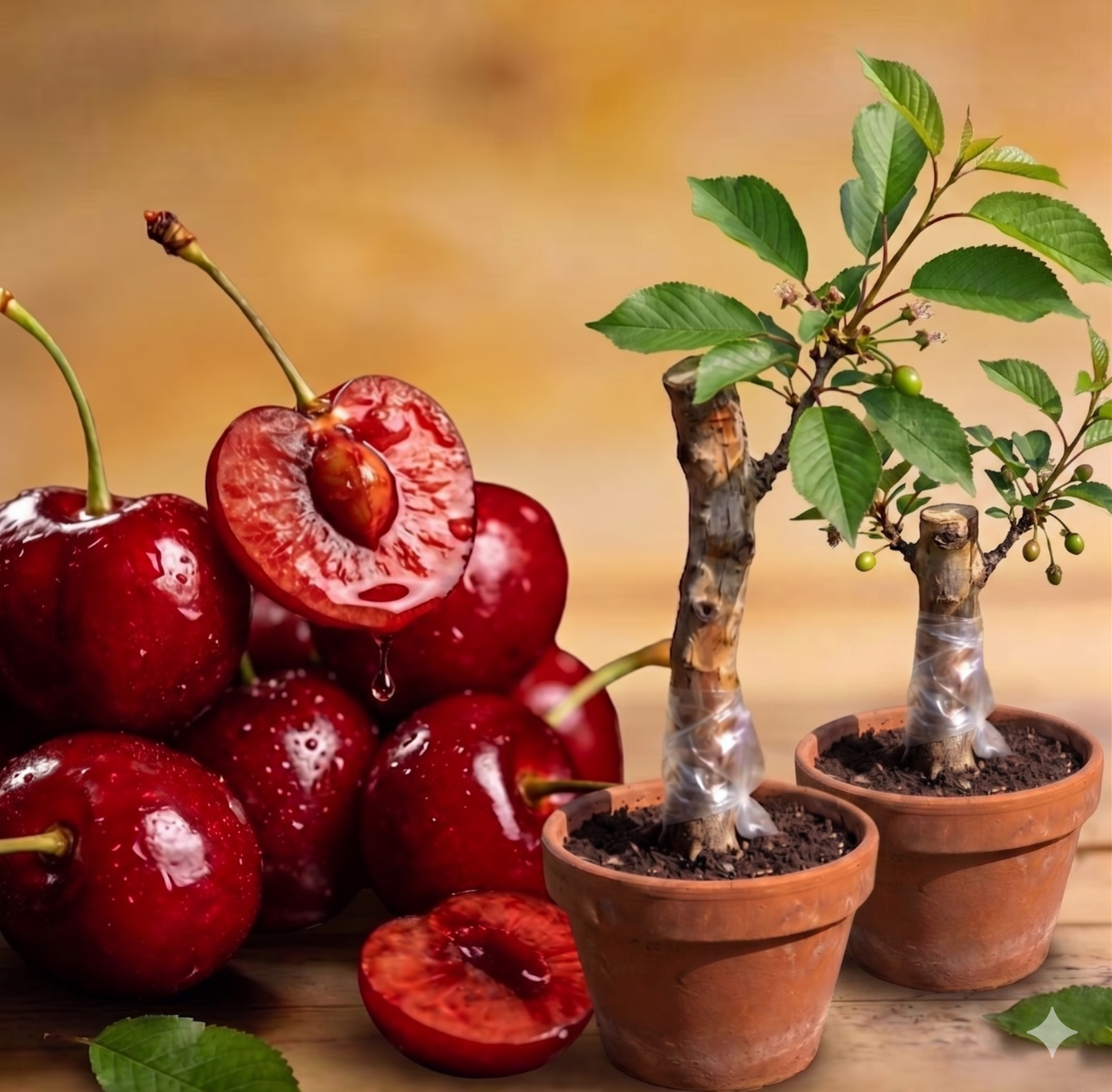 🍒Black Cherry Plant Kit – American & Chilean Varieties for Home Garden -TY