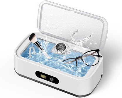 ⏰ÚLTIMO DÍA 49% DE DESCUENTO🔥Limpiador ultrasónico portátil con tanque de acero inoxidable 304 | Máquina de limpieza sónica para gafas, anillos, dentaduras postizas, relojes y herramientas de maquillaje | Uso en el hogar y viajes-EV