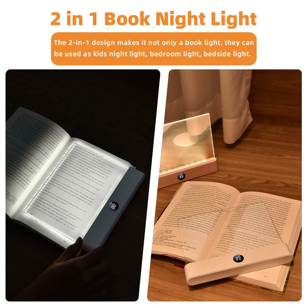 🔥Final 3 Hours: 70%OFF🔥Rechargeable Eye-Care Dimmable Full Page Flat Portable Smart LED Book Light-FO