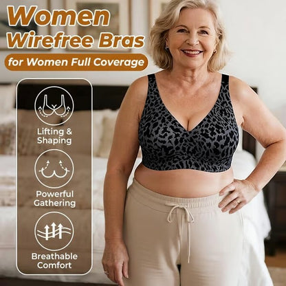 🏆LAST DAY SALE 49% OFF 🔥Super Firming Leopard Print Jelly Bra | Women Wirefree BrasLeopard print design shows off your feminine charm👍No More Sagging Breasts-EV
