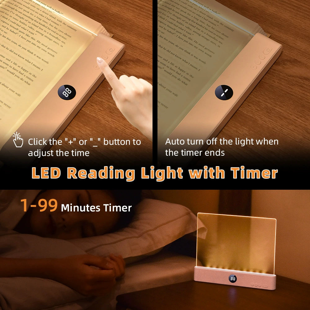 🔥Final 3 Hours: 70%OFF🔥Rechargeable Eye-Care Dimmable Full Page Flat Portable Smart LED Book Light-FO