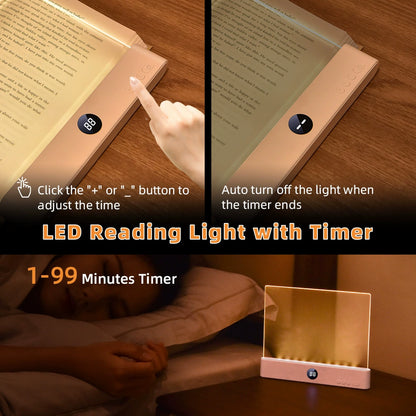 🔥Final 3 Hours: 70%OFF🔥Rechargeable Eye-Care Dimmable Full Page Flat Portable Smart LED Book Light-FO