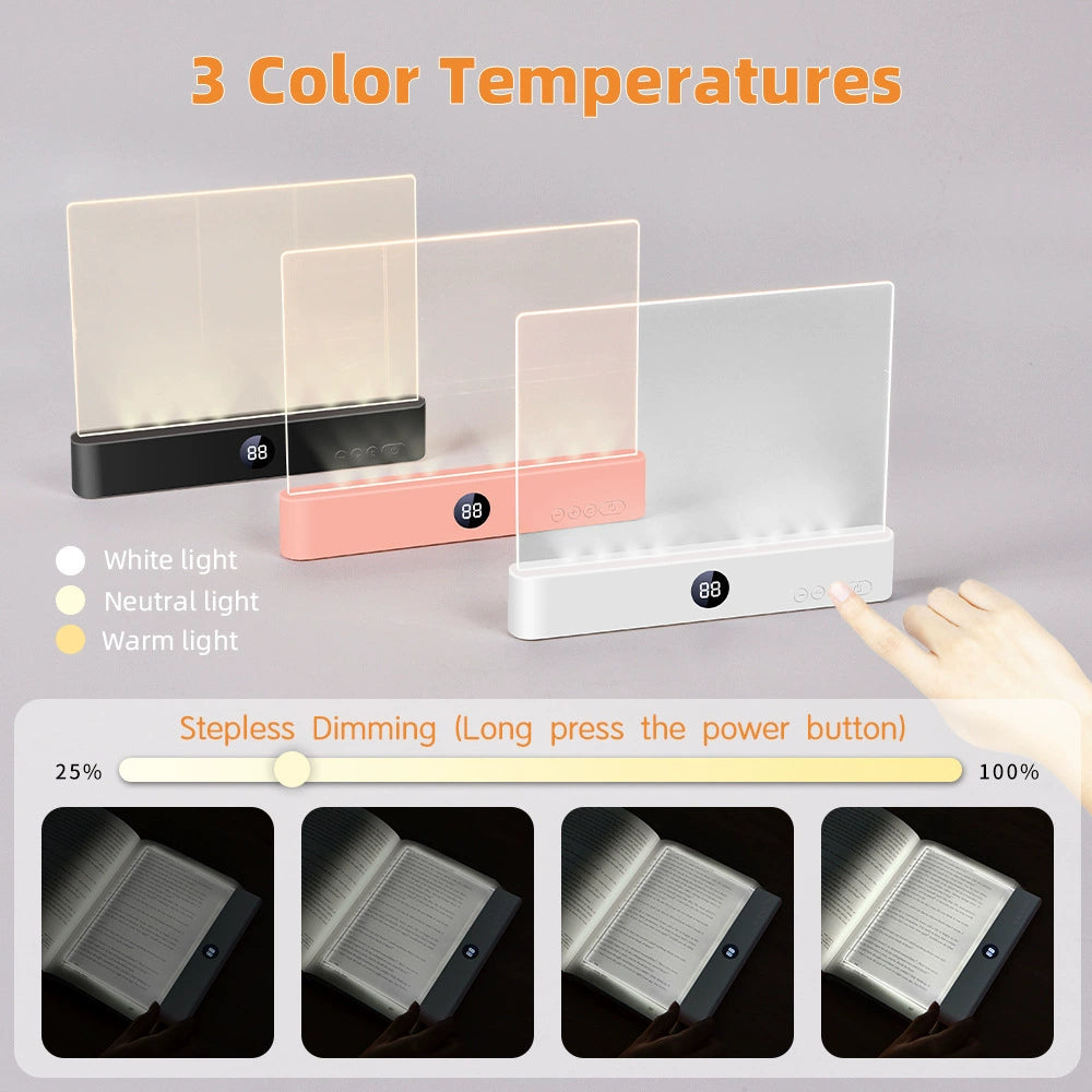 🔥Final 3 Hours: 70%OFF🔥Rechargeable Eye-Care Dimmable Full Page Flat Portable Smart LED Book Light-FO