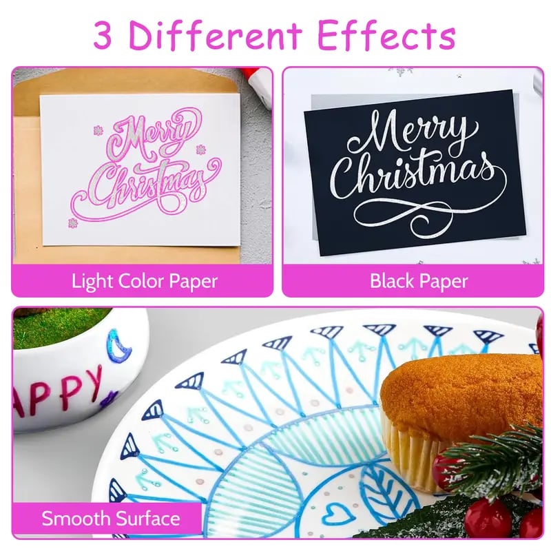 🔥Final 3 Hours: 70%OFF🔥Metallic Double Line Markers - 24/48/60 Vibrant Colors with Built-In Glitter Outlines - Non-Toxic Art Supplies for Journaling, Card Making & DIY Crafts-FO