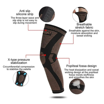 🔥【Buy 1 Get 1 Free(Two pairs)】🏆Copper Compression Leg Sleeves 20-30mmHg for Pain Relief, Calf Support & Recovery-FO