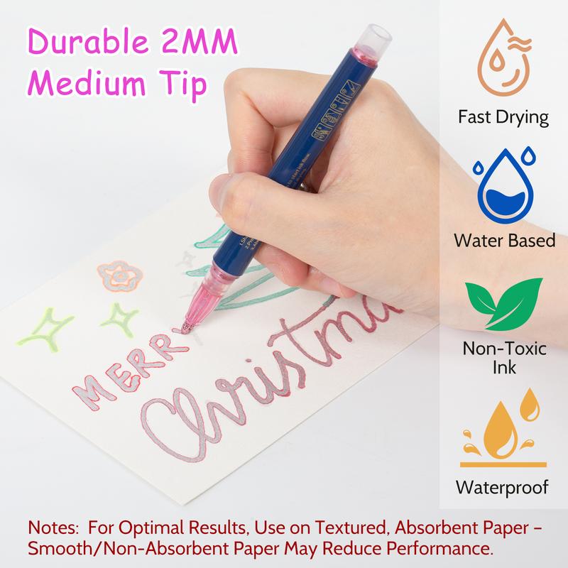 🔥Final 3 Hours: 70%OFF🔥Metallic Double Line Markers - 24/48/60 Vibrant Colors with Built-In Glitter Outlines - Non-Toxic Art Supplies for Journaling, Card Making & DIY Crafts-FO