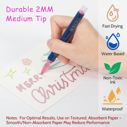 🔥Final 3 Hours: 70%OFF🔥Metallic Double Line Markers - 24/48/60 Vibrant Colors with Built-In Glitter Outlines - Non-Toxic Art Supplies for Journaling, Card Making & DIY Crafts-FO