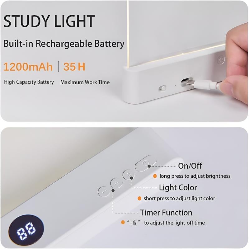 🔥Final 3 Hours: 70%OFF🔥Rechargeable Eye-Care Dimmable Full Page Flat Portable Smart LED Book Light-FO