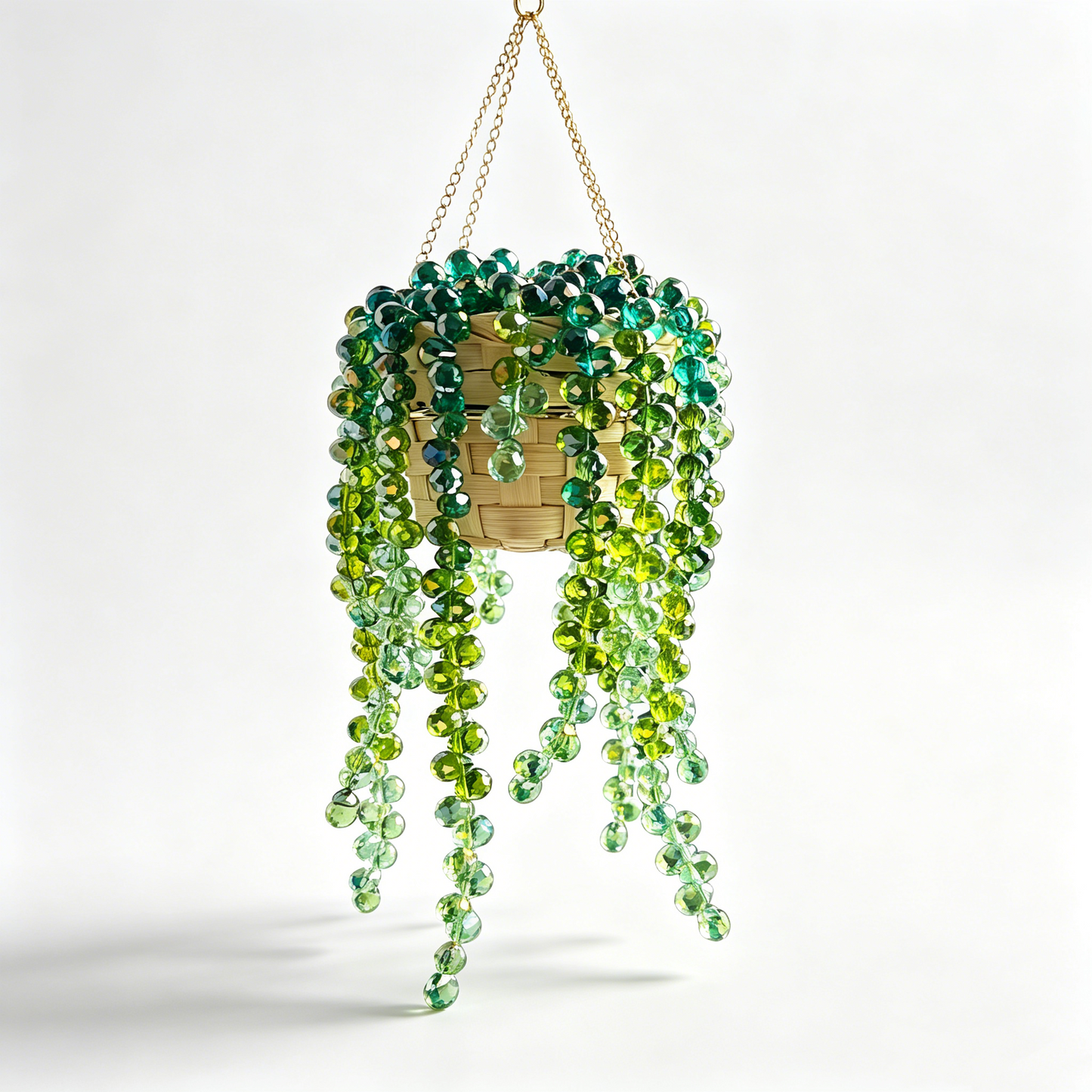 Beaded Crystal Succulent Window Hanging-TY