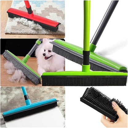 Scopa in Silicone con Manico Lungo, Senza Graffi, Scopa in Gomma per la Rimozione dei Peli di Animali Domestici, per Pavimenti Moquette Piastrelle Finestre Giardini-BP