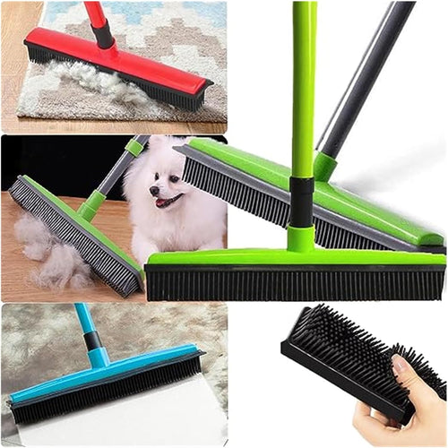 Scopa in Silicone con Manico Lungo, Senza Graffi, Scopa in Gomma per la Rimozione dei Peli di Animali Domestici, per Pavimenti Moquette Piastrelle Finestre Giardini-BP