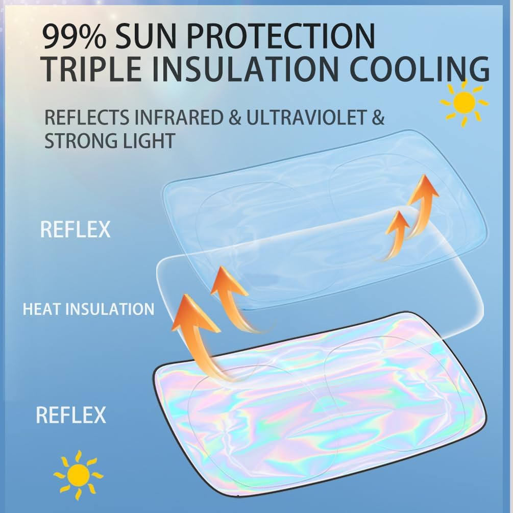 Foldable Anti-UV Windshield Sunshade, Multipurpose Car Front Window Heat Protective Umbrella for Sedan SUVs, Automotive Exterior Accessories for Men & Women, Car Stuff, Vehicle-BP