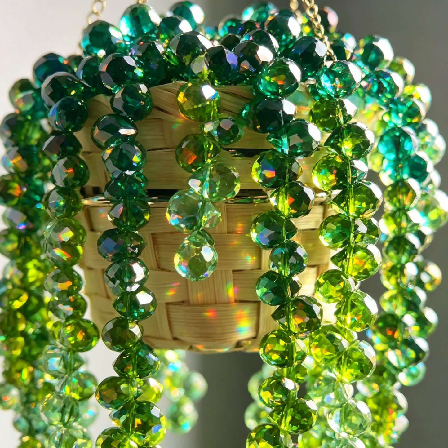 Beaded Crystal Succulent Window Hanging-TY