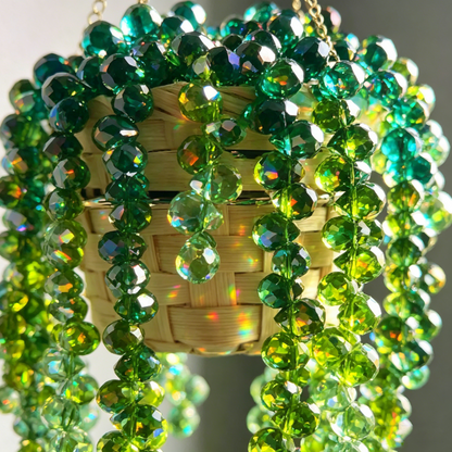 Beaded Crystal Succulent Window Hanging-TY