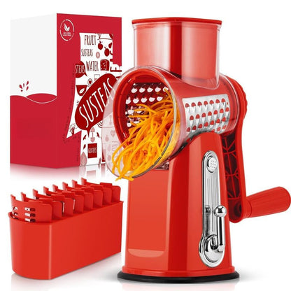 🔥LAST DAY SALE-50% OFF Handheld Rotary Cheese Grater, equipped with 5 carefully designed blades and a strong suction cup base-EV