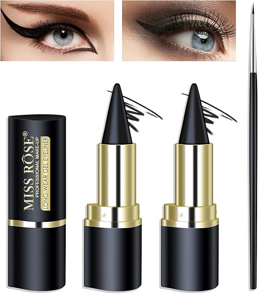 2Pcs Gentle Matte Gel Eyeliner Pencil, SoftSmooth Texture Eye Makeup Stick, Basic Cat Eye Be SmokyEye Daily Makeup Tool, Versatile Cosmetic for Festival &Casual Gifting Use，girl's favorite Valentine's Day makeup gift-BP