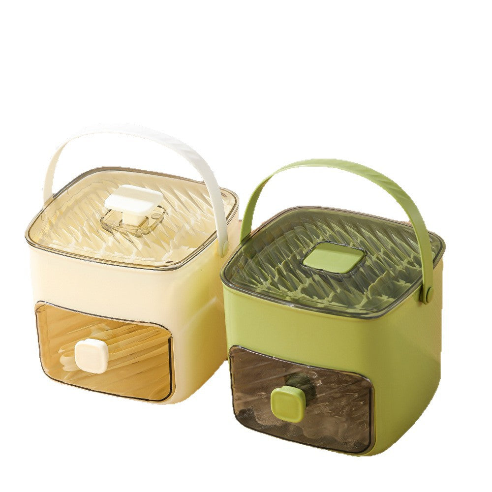 🧊48-Grid Portable Ice Bucket & Maker, Large Capacity Press-to-Release Ice Cube Tray with Storage Bin-OA