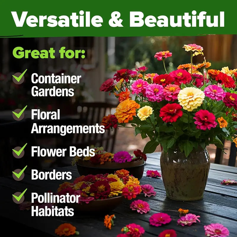 HOME GROWN Mixed Zinnia Blossoms for Planting-TY