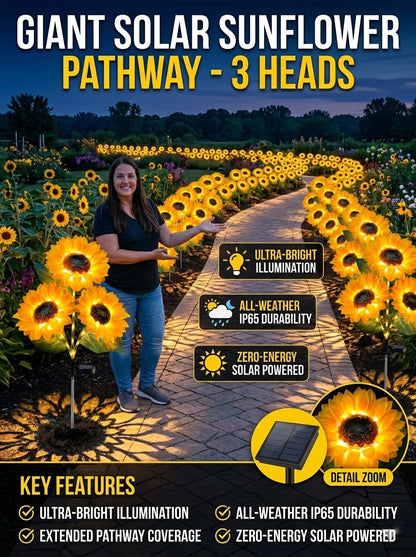 🌻Giant Sunflower Solar Garden Lights - As Seen on Video, Upgraded Extra Large Decorative Outdoor Landscape Lighting -KKK