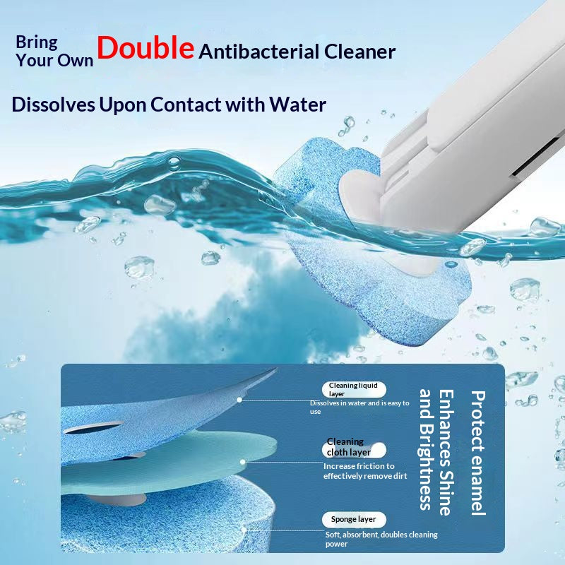Disposable Toilet Brush, Toilet Bowl Wand Holder Set with 6 PCS Cleaner Refills, Bathroom Cleaning System for Sink Bathtub Drain Wash Basin Urinal，Wall-Mount Scrubbing Toilet Brush Bathroom Cleaning Kit-OA