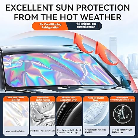 Foldable Anti-UV Windshield Sunshade, Multipurpose Car Front Window Heat Protective Umbrella for Sedan SUVs, Automotive Exterior Accessories for Men & Women, Car Stuff, Vehicle-BP