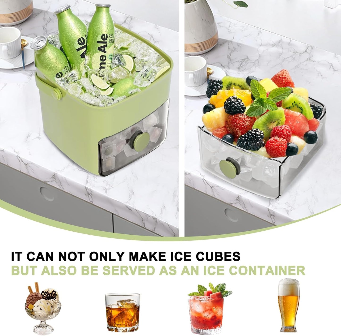 🔥Summer Promotion 49% OFF - Portable Ice Maker with Lid and Storage Box🧊🍹 -KKK