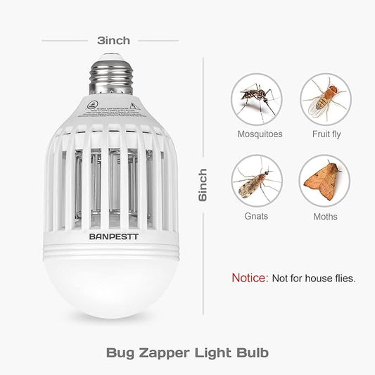 2-in-1 LED Light Bulb and Mosquito Killer, E26/E27 Bug Zapper Lamp with Blue-Violet Light for Indoor and Outdoor Use, Safe and Energy-Efficient Insect Trap outdoor light-BP