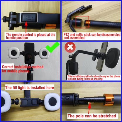 Smart Face-Tracking Selfie Stick, Rechargeable 360-Degree Auto-Tracking Phone Holder with 2 Fill Lights, Tripod Light, Smartphone Camera Accessory for Vlogging & Live Streaming-BP