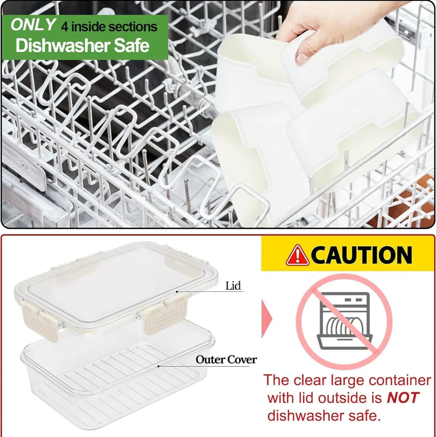 4-Compartment Meal Prep Organiser for Fruit and Vegetables, Ideal for Parties, Entertaining and Kitchen Use-OA