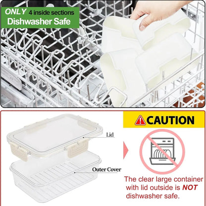 4-Compartment Meal Prep Organiser for Fruit and Vegetables, Ideal for Parties, Entertaining and Kitchen Use-OA