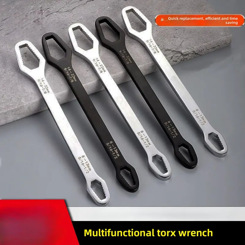 Universal Car Torx Wrench,8-22mm Self-tightening Wrench,Double-head Torx Spanner,Non-Slip Multi-function Wrench for Most Nuts & Bolts Repair,Professional Car Assembly & Disassembly Tool.-BP