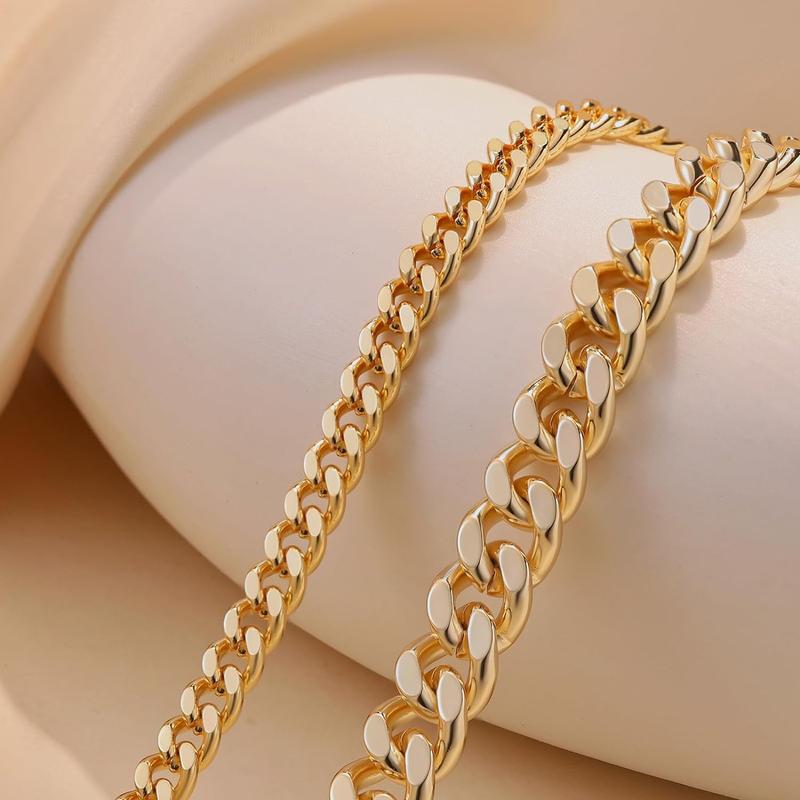 FREEKISS Chunky Cuban Link Chain Anklet for Women Waterproof Adjustable Length 8.5+2 Inch Fashion Chic Accessories Trendy Layered Anklet Set Jewelry Gift-BP