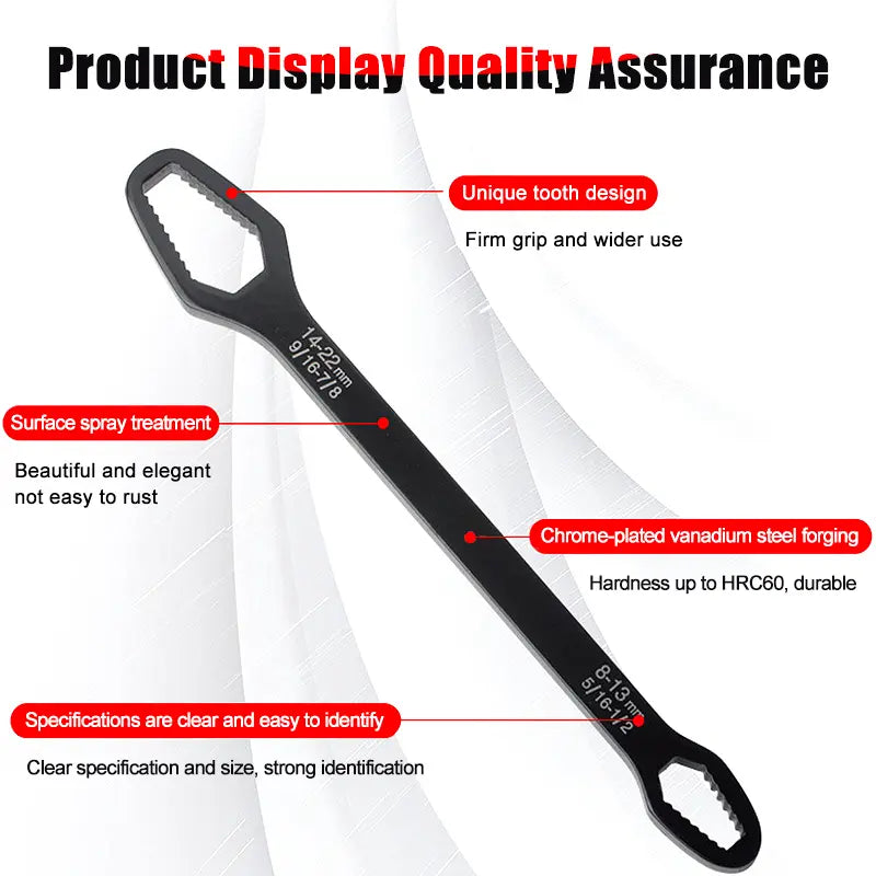Universal Car Torx Wrench,8-22mm Self-tightening Wrench,Double-head Torx Spanner,Non-Slip Multi-function Wrench for Most Nuts & Bolts Repair,Professional Car Assembly & Disassembly Tool.-BP