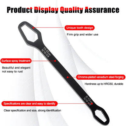 Universal Car Torx Wrench,8-22mm Self-tightening Wrench,Double-head Torx Spanner,Non-Slip Multi-function Wrench for Most Nuts & Bolts Repair,Professional Car Assembly & Disassembly Tool.-BP