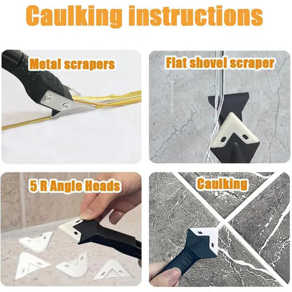 Silicone Caulking Tools - 3 in 1 Sealant Finishing Tool Grout Remove Scraper, Caulk Remover Glass Glue Angle Scraper for Bathroom, Kitchen, Floor, Window, Sink Joint-ZZZ