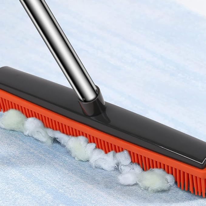 Scopa in Silicone con Manico Lungo, Senza Graffi, Scopa in Gomma per la Rimozione dei Peli di Animali Domestici, per Pavimenti Moquette Piastrelle Finestre Giardini-BP