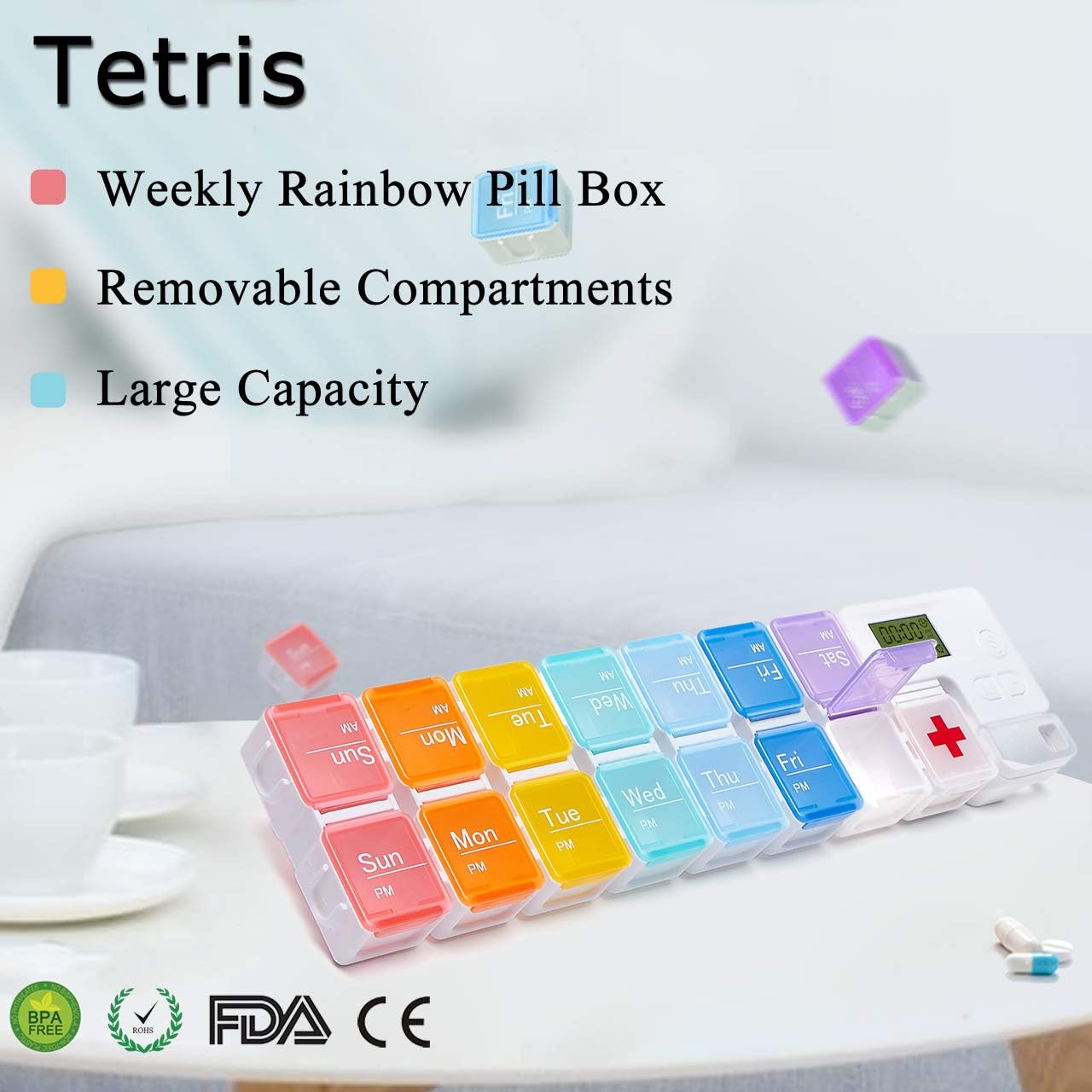 7-Day Pill Organizer with Medicine Reminder Alarm-OA