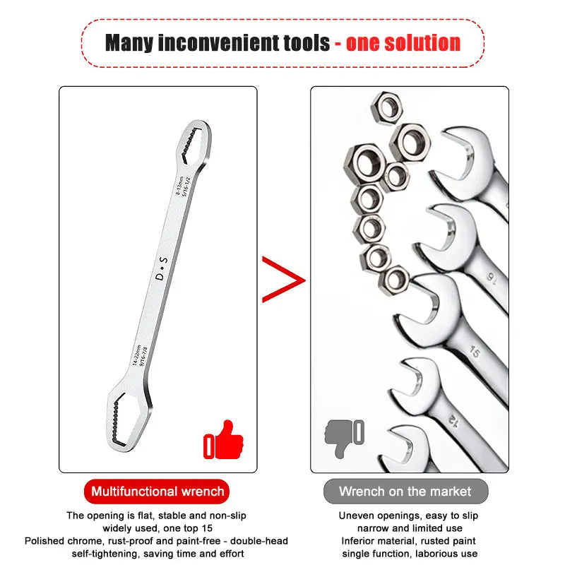 Universal Car Torx Wrench,8-22mm Self-tightening Wrench,Double-head Torx Spanner,Non-Slip Multi-function Wrench for Most Nuts & Bolts Repair,Professional Car Assembly & Disassembly Tool.-BP