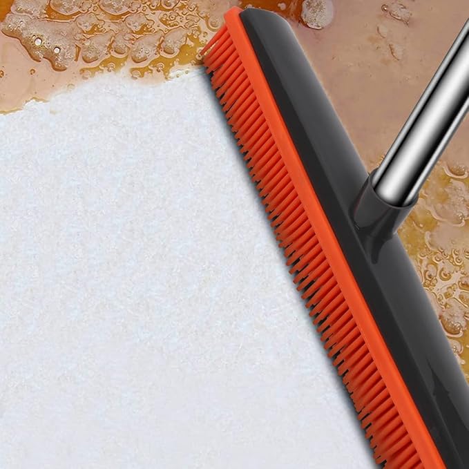 Scopa in Silicone con Manico Lungo, Senza Graffi, Scopa in Gomma per la Rimozione dei Peli di Animali Domestici, per Pavimenti Moquette Piastrelle Finestre Giardini-BP