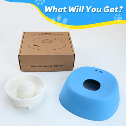low Feeder Dog Bowls for Liquid Treat, [Built-in Rolling Ball] No Spill Bone Broth Dog Licking Bowl, Multi-Purpose Puppy Yogurt Feeder Bowl for All Breeds Dietary Supplement/Post-op Nutrition Feeding-OA