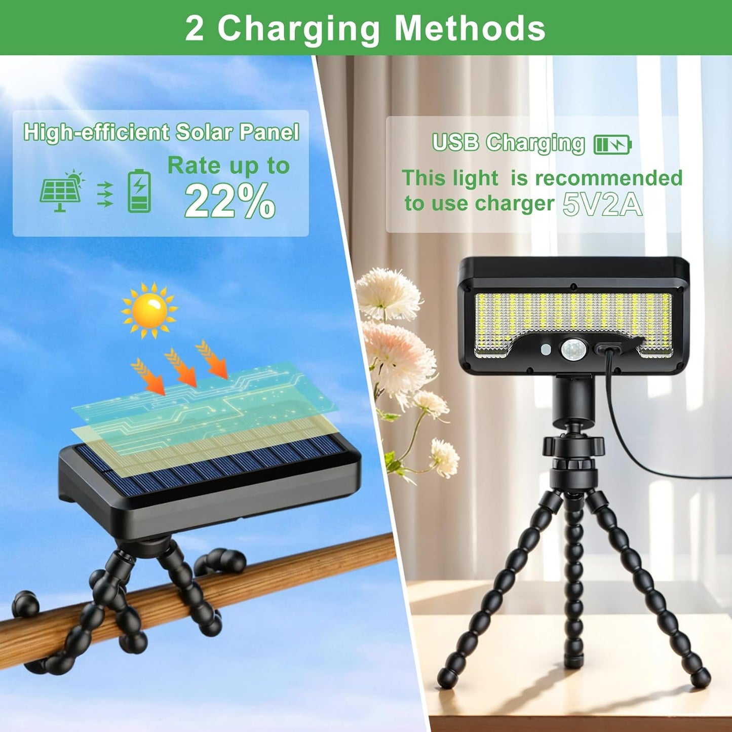 💕Hot sale 49% OFF💖Solar Lights Outdoor with Motion Sensor, USB & Solar Powered-OA