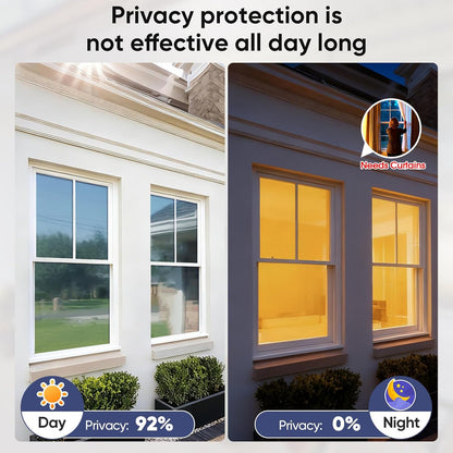 Lámina de privacidad unidireccional para ventanas, que bloquea el calor y los rayos UV, película electrostática sin pegamento apta para inquilinos para dormitorio, oficina y puerta corrediza de vidrio, pulgadas con 2 herramientas-OA