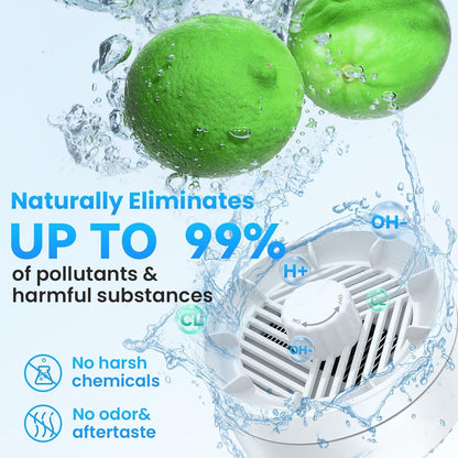 Fruit and Vegetable Washing Machine. Rotatable Fruit and Vegetable Purifier. The Fruit Cleaner Device Automatically Turns on in The Water. Use Water Rotator and OH ion Purification Technology-OA