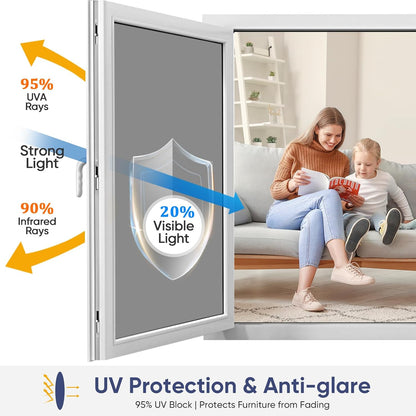 Lámina de privacidad unidireccional para ventanas, que bloquea el calor y los rayos UV, película electrostática sin pegamento apta para inquilinos para dormitorio, oficina y puerta corrediza de vidrio, pulgadas con 2 herramientas-OA