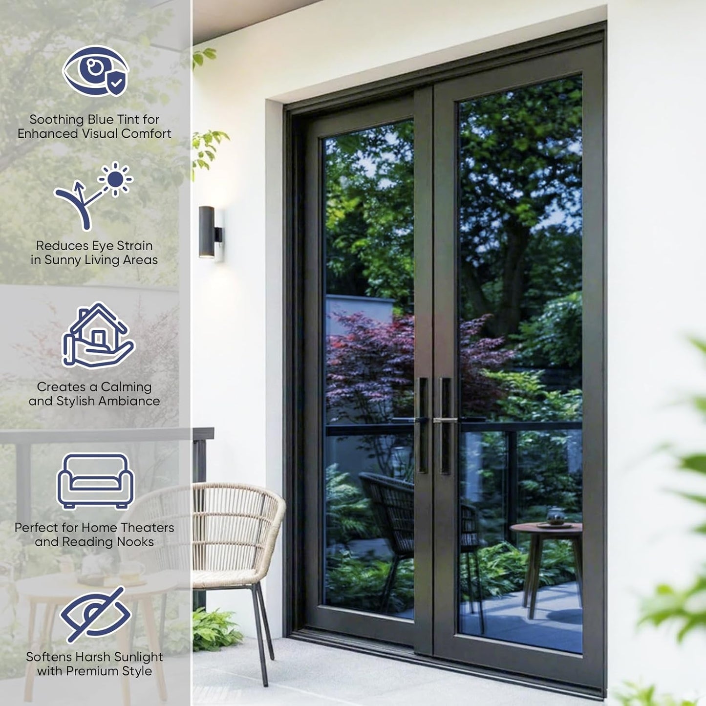 Lámina de privacidad unidireccional para ventanas, que bloquea el calor y los rayos UV, película electrostática sin pegamento apta para inquilinos para dormitorio, oficina y puerta corrediza de vidrio, pulgadas con 2 herramientas-OA