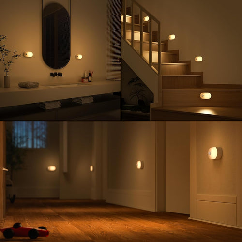 Luz Nocturna con Batería Recargable y Sensor de Movimiento, Adherible en Cualquier Lugar, Luz Nocturna LED Regulable de 1-20LM para el Dormitorio, Baño, Sala de Estar, Cocina, Escaleras, Pasillo -KKK
